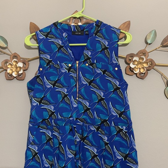 Apt. 9 Blue Black Bird Print Sleeveless Dress Size Small - Picture 2 of 8